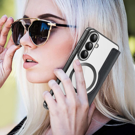 Θήκη με πτυσσόμενο καπάκι RFID Wallet MagSafe με προστασία κάμερας για Samsung Galaxy S26 Plus, μαύρη