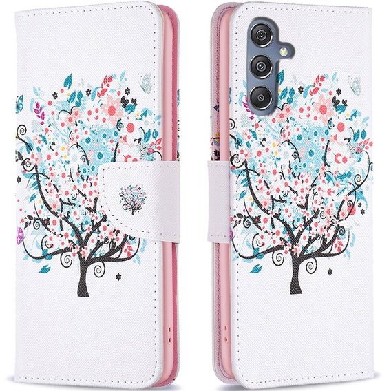 Θήκη με πτερύγιο για Samsung Galaxy M34, Wallet, colorful tree, λευκή