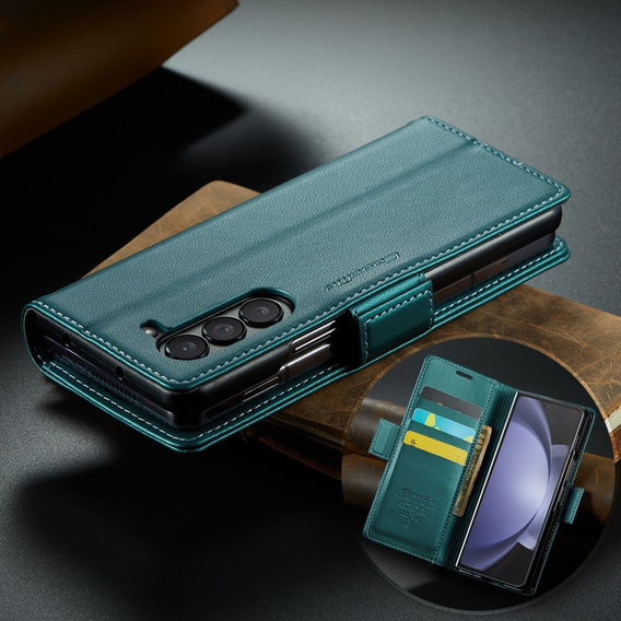 CASEME flip case για Samsung Galaxy Z Fold6 5G, Litchi Wallet, πράσινη