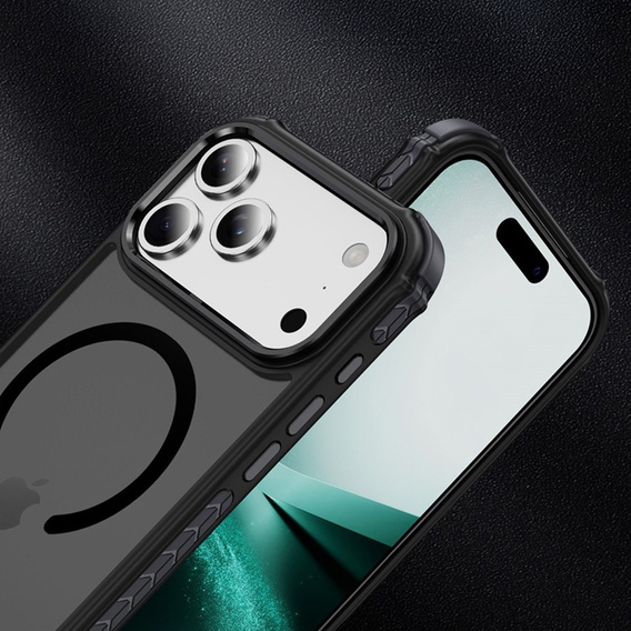 Ματ θήκη για iPhone 17 Pro Max, θωρακισμένη, για MagSafe, καπνιστή με μαύρες πλευρές
