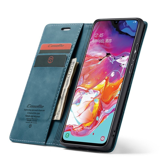 θήκη CASEME για Samsung Galaxy A70, Leather Wallet Case, μπλε