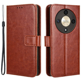 Θήκη με πτερύγιο για Honor Magic 6 Lite 5G, Crazy Horse Wallet, καφέ