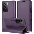 Θήκη για Oppo Reno 12 Pro, ERBORD Glossy Litchi, πορτοφόλι με πτερύγιο, μωβ