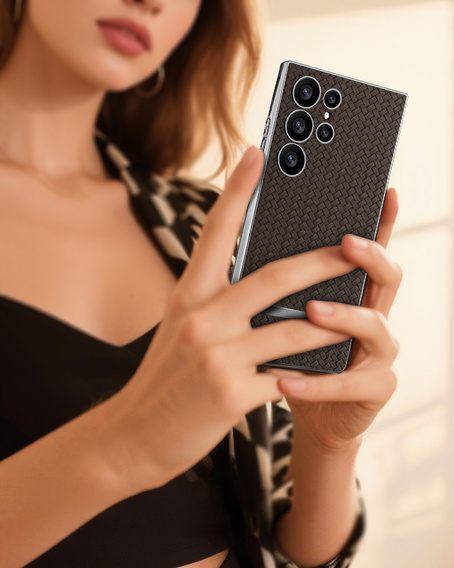 Θήκη για Samsung Galaxy S24 Ultra, GKK Woven Leather, καφές