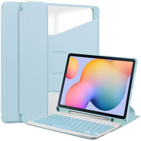 Θήκη πληκτρολογίου για Samsung Galaxy Tab S6 Lite 2024 / 2022 / 2020, Rotary 360° Leather, γαλάζια