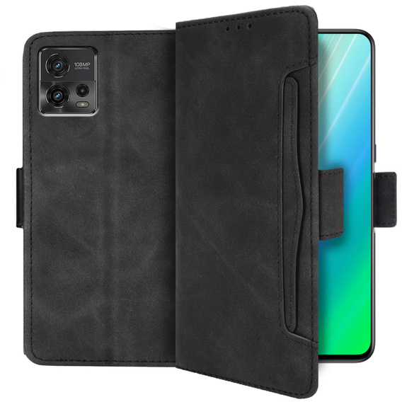 Θήκη με πτερύγιο για Motorola Moto G72 4G, Card Slot, μαύρη