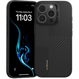 θήκη BENKS Kevlar για iPhone 16 Pro Max, για MagSafe, Carbon Fiber, μαύρη