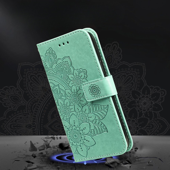 Θήκη με πτερύγιο για Samsung Galaxy A54 5G, Mandala Flower, πράσινη