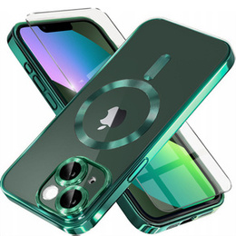 Θήκη για iPhone 13, Electro MagSafe, πράσινη + Γυαλί για την οθόνη