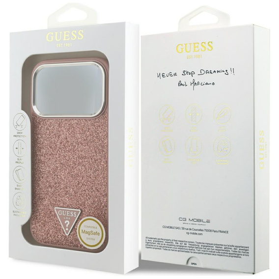 GUESS Glitter Triangle Logo MagSafe θήκη για iPhone 17 Pro