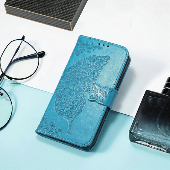 Θήκη με πτερύγιο για Xiaomi Poco F7 Pro, Butterfly, μπλε