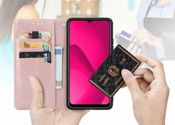 Θήκη με πτερύγιο για T Phone 2 5G, Mandala, ροζ