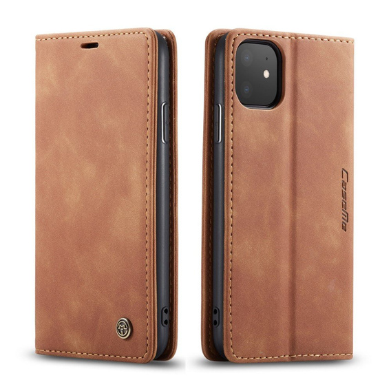 θήκη CASEME για iPhone 11, Leather Wallet Case, καφέ