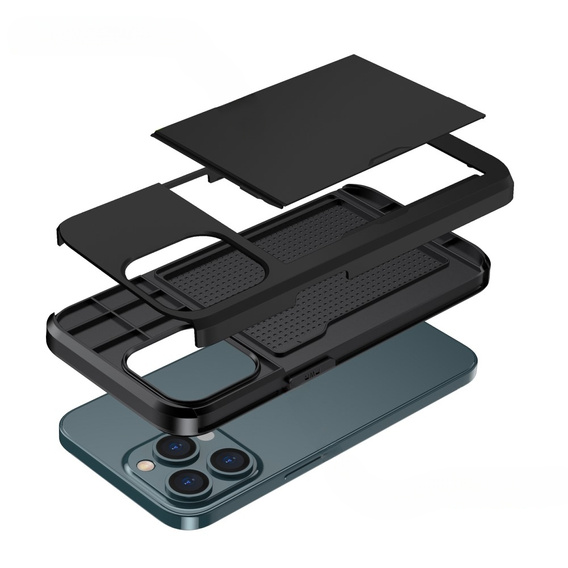 Θήκη για iPhone 15 Pro, Sliding Card Holder, μαύρη