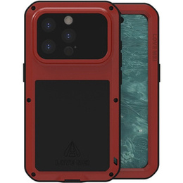 Love Mei Θήκη για iPhone 15 Pro, armored with glass, κόκκινη