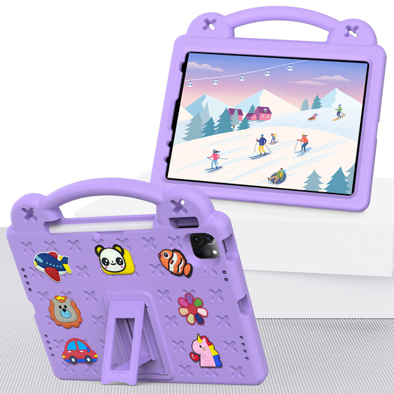 Παιδική θήκη για iPad 10.9 2022 10 Gen, Cute Patterns, με βάση, μωβ