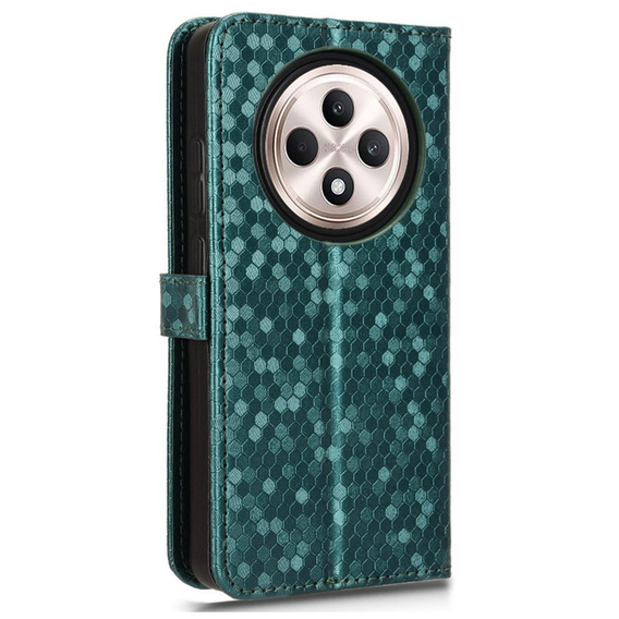 θήκη πτερύγιο για Oppo Reno 12FS / 12F, Wallet Rhombus, πράσινη