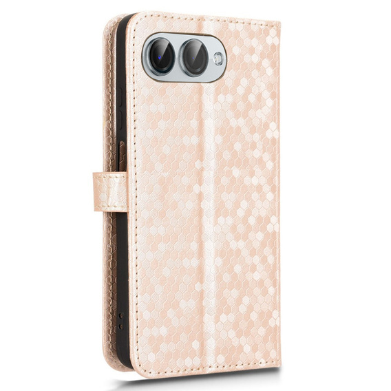 θήκη πτερύγιο για T Phone 3 5G, Wallet Rhombus, χρυσή