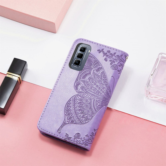 Θήκη με πτερύγιο για Infinix Hot 50 Pro+ 4G, Butterfly, μωβ