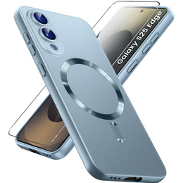 Θήκη για Samsung Galaxy S25 Edge, ColorMag, για MagSafe, μπλε + γυαλί 9H, μετριασμένο