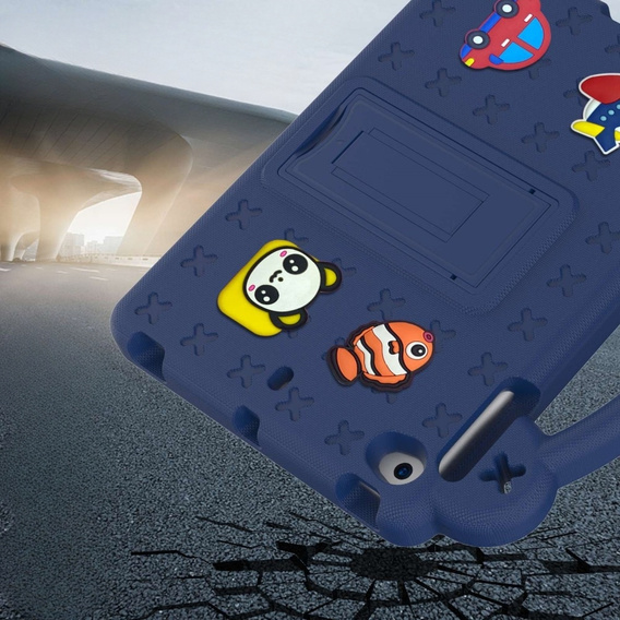 Παιδική θήκη για iPad mini 7.9" 2019/2015/2014/2013/2012 (5/4/3/2/1 gen.), Cute Patterns, με βάση, σκούρο μπλε