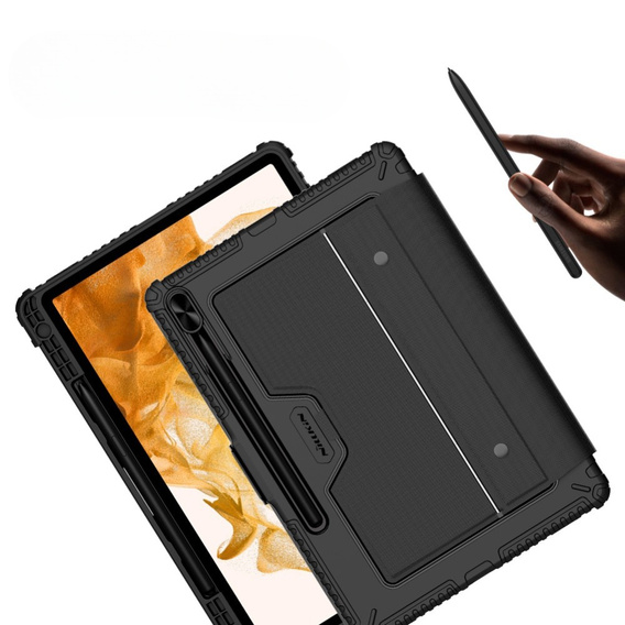 Θήκη + πληκτρολόγιο Galaxy Tab S8+ / Tab S7 +/ Tab S7 FE, NILLKIN Bumper Pen Slot, μαύρη
