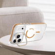 Θήκη για iPhone 17 Pro, για MagSafe, με βάση, διάφανη με χρυσά ένθετα