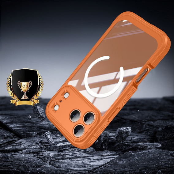 Αδιάβροχη θήκη με γυαλί, για MagSafe για iPhone 17 Pro, πορτοκαλί