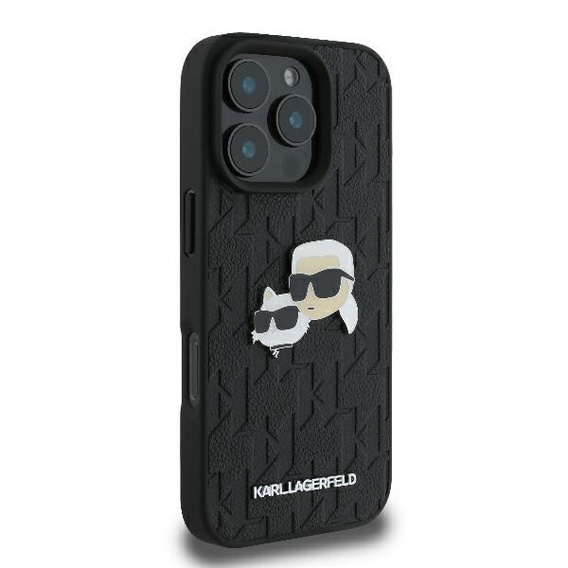 Θήκη Karl Lagerfeld Hardcase Monogram Karl & Choupette Head Pin για iPhone 16 Pro