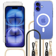 Θήκη με κορδόνι για iPhone 16, ERBORD MagSafe, διάφανη + Γυαλί οθόνης