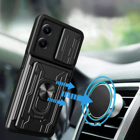 Θωρακισμένη θήκη για Oppo A18 4G / A38 4G, Camera Slide Card Slot, μαύρη