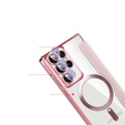 Θήκη με πτερύγιο για Samsung Galaxy S22 Ultra 5G, RFID Wallet MagSafe CamShield, ροζ