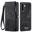 CASEME θήκη για Samsung Galaxy A56 5G, Retro Leather Wallet, με λουράκι, μαύρη