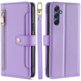 Θήκη με πτερύγιο για Samsung Galaxy A16, Wallet Zipper Pocket, μωβ