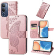 Θήκη με πτερύγιο για Vivo Y19s, Butterfly, ροζ rose gold