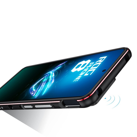 Θήκη για ASUS ROG Phone 8 Pro, Armor Bumper, με κάλυμμα φακού, μαύρο / κόκκινο