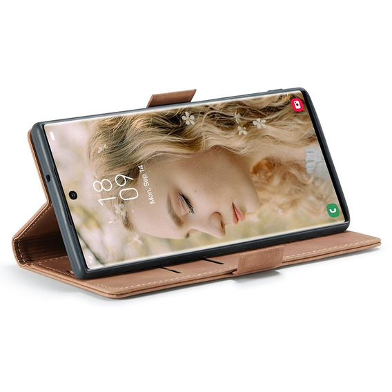 θήκη CASEME για Samsung Galaxy S22 Ultra, Leather Wallet Case, καφέ