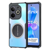 Θήκη για Infinix Hot 40i, με μαγνητική πλάκα, διαφανής / μαύρη