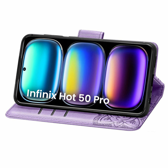Θήκη με πτερύγιο για Infinix Hot 50 Pro 4G, Butterfly, μωβ
