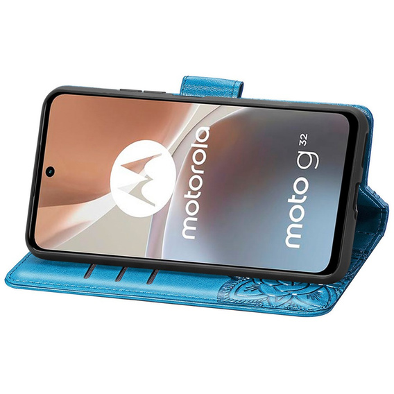 Θήκη με πτερύγιο για Motorola Moto G32, Butterfly, μπλε