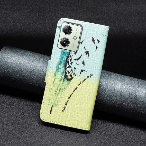 Θήκη με πτερύγιο για Motorola Moto G54 5G, Wallet, feather, μπλε