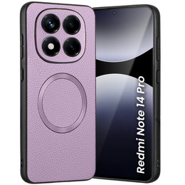 Θήκη για Xiaomi Redmi Note 14 Pro 5G, Leather Hybrid MagSafe, μωβ