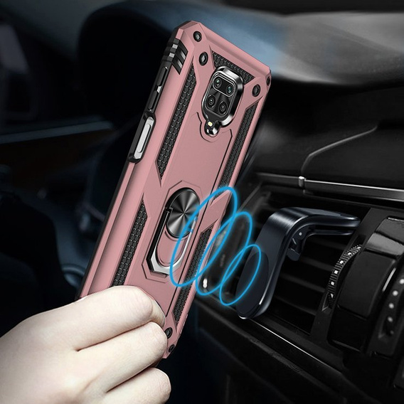 θωρακισμένη θήκη για Xiaomi Redmi Note 9S / 9 Pro, Nox Case Ring, ροζ