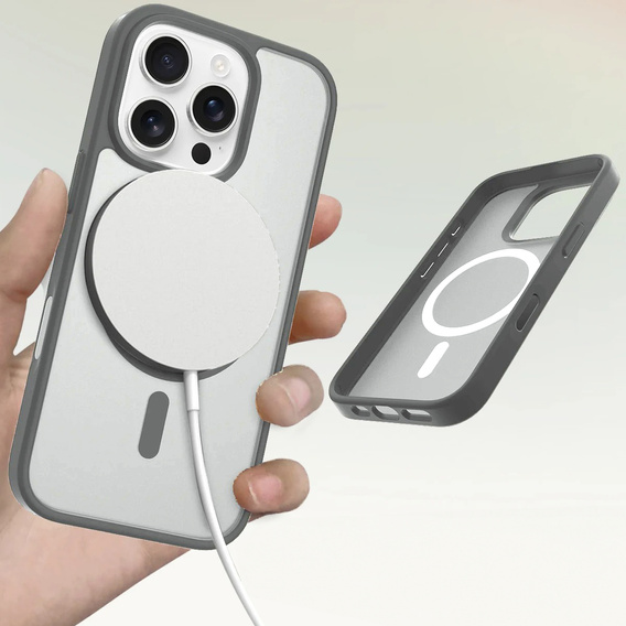 Θήκη ERBORD MagSafe για iPhone 16 Pro, Matte Case, ενεργό κουμπί, ματ / γκρι τιτάνιο