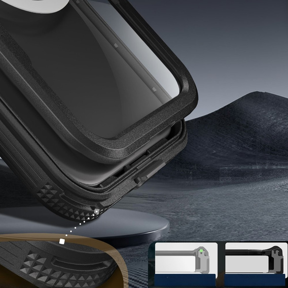 Αδιάβροχη θήκη IP68 για iPhone 16 Plus, SHELLBOX MagSafe, μαύρη