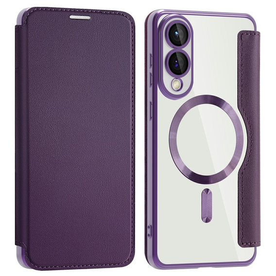 Θήκη με πτερύγιο για Samsung Galaxy S25 Edge, RFID Wallet MagSafe CamShield, μωβ