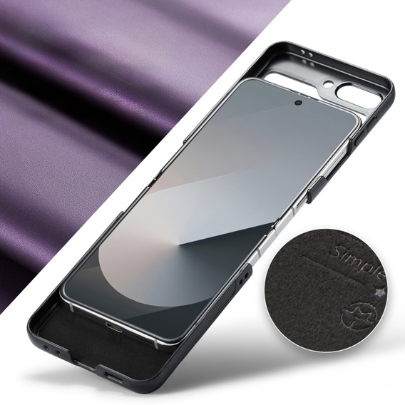 Θήκη για Samsung Galaxy Z Flip7 FE / Z Flip6, CASEME Litchi Leather, μωβ