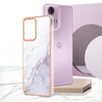 Προστατευτική θήκη για Motorola Moto G24 / G24 Power / G04, Marble Slim Case, λευκή