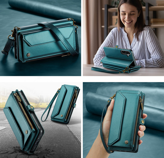 Θήκη πορτοφολιού με κλειδαριά και λουράκια για Samsung Galaxy A17 5G - πράσινο