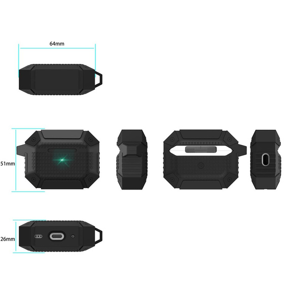 Θωρακισμένη θήκη ακουστικών με καραμπίνερ για Apple AirPods Pro 3